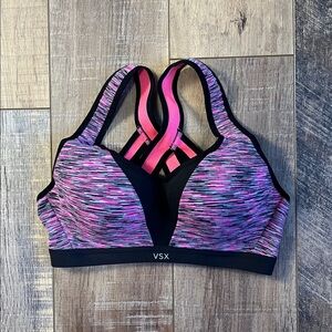 VSX Sport Women’s Cross Back Padded Underwire Sports Bra Pink & Black - 34B